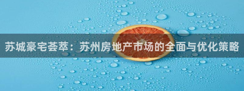 风暴娱乐 平台首页：苏城豪宅荟萃：苏州房地产市场的全面与优化